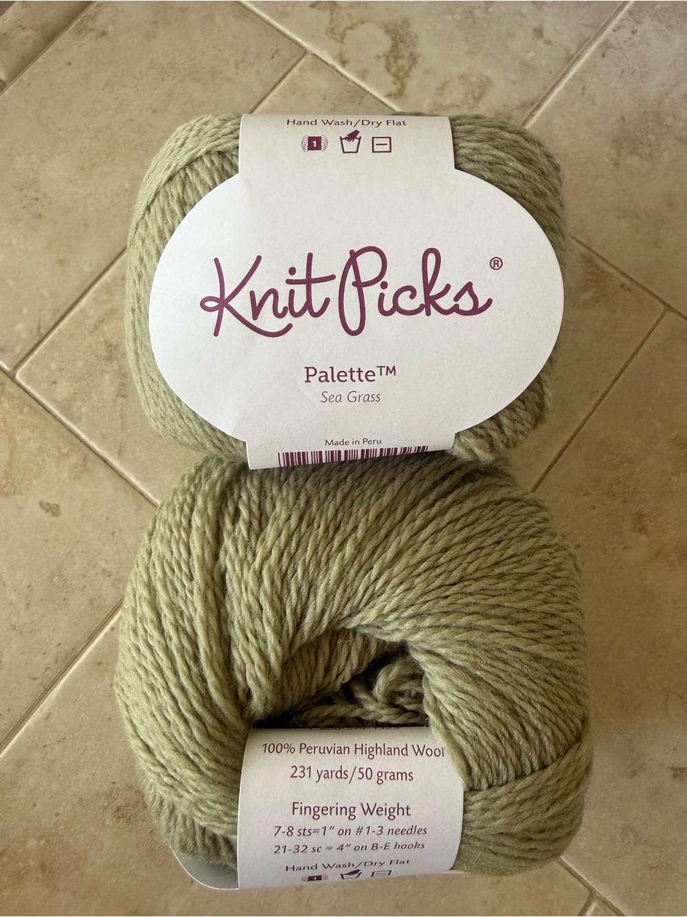 Knit Picks Palette Fingering Weight Peruvian Highland Wool Yarn in Sea Grass